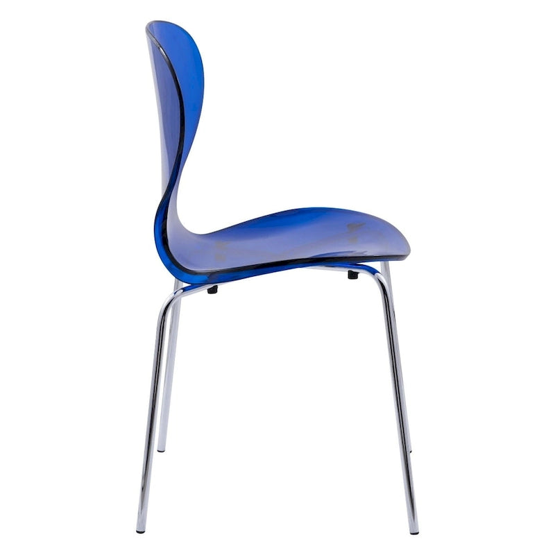 Chaise de salle à manger empilable en plastique avec pieds chromés Lot de 4 Chaises d'appoint transparentes pour intérieur et extérieur