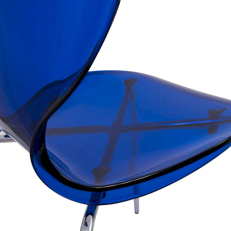 Chaise de salle à manger empilable en plastique avec pieds chromés Lot de 4 Chaises d'appoint transparentes pour intérieur et extérieur