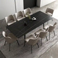 Ensemble table de salle à manger extensible de 9 pièces de 160 cm à 240 cm avec plateau en pierre frittée et 8 chaises