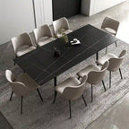 Ensemble table de salle à manger extensible de 9 pièces de 160 cm à 240 cm avec plateau en pierre frittée et 8 chaises
