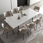 Ensemble table de salle à manger extensible de 9 pièces de 160 cm à 240 cm avec plateau en pierre frittée et 8 chaises