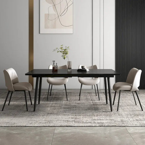 Ensemble table de salle à manger extensible de 9 pièces de 160 cm à 240 cm avec plateau en pierre frittée et 8 chaises