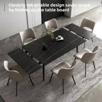 Ensemble table de salle à manger extensible de 9 pièces de 160 cm à 240 cm avec plateau en pierre frittée et 8 chaises