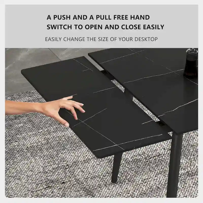 Ensemble table de salle à manger extensible de 9 pièces de 160 cm à 240 cm avec plateau en pierre frittée et 8 chaises