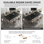 Ensemble table de salle à manger extensible de 9 pièces de 160 cm à 240 cm avec plateau en pierre frittée et 8 chaises