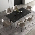 Ensemble table de salle à manger extensible de 9 pièces de 160 cm à 240 cm avec plateau en pierre frittée et 8 chaises