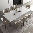 Ensemble table de salle à manger extensible de 9 pièces de 160 cm à 240 cm avec plateau en pierre frittée et 8 chaises
