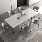 Ensemble table de salle à manger extensible de 9 pièces de 160 cm à 240 cm avec plateau en pierre frittée et 8 chaises