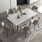 Ensemble table de salle à manger extensible de 9 pièces de 160 cm à 240 cm avec plateau en pierre frittée et 8 chaises