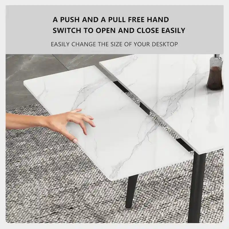 Ensemble table de salle à manger extensible de 9 pièces de 160 cm à 240 cm avec plateau en pierre frittée et 8 chaises