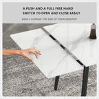 Ensemble table de salle à manger extensible de 9 pièces de 160 cm à 240 cm avec plateau en pierre frittée et 8 chaises
