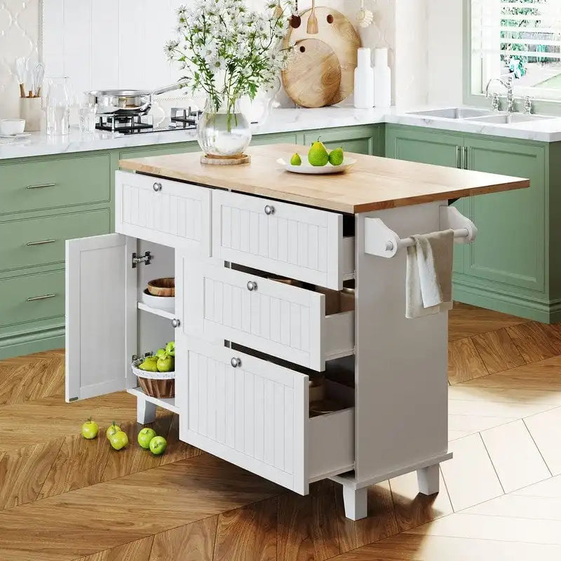 Ensemble îlot de cuisine 3 pièces avec abattant et 2 places assises, ensemble table à manger avec meuble de rangement, tiroirs et porte-serviettes