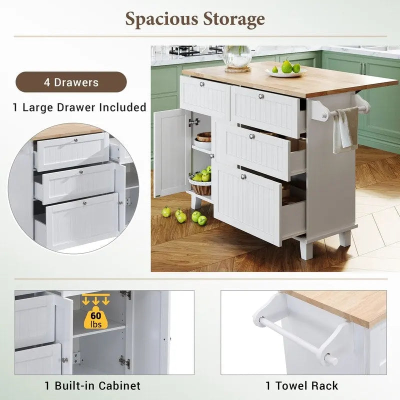 Ensemble îlot de cuisine 3 pièces avec abattant et 2 places assises, ensemble table à manger avec meuble de rangement, tiroirs et porte-serviettes