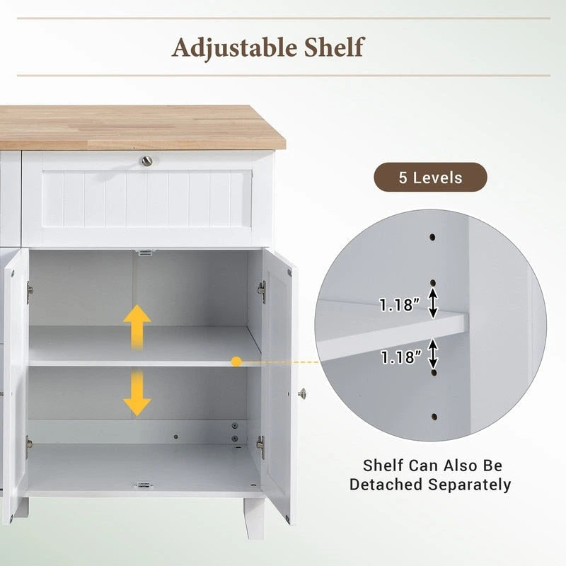 Ensemble îlot de cuisine 3 pièces avec abattant et 2 places assises, ensemble table à manger avec meuble de rangement, tiroirs et porte-serviettes