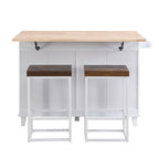 Ensemble îlot de cuisine 3 pièces avec abattant et 2 places assises, ensemble table à manger avec meuble de rangement, tiroirs et porte-serviettes