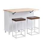 Ensemble îlot de cuisine 3 pièces avec abattant et 2 places assises, ensemble table à manger avec meuble de rangement, tiroirs et porte-serviettes