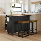 Ensemble îlot de cuisine 3 pièces avec abattant et 2 places assises, ensemble table à manger avec meuble de rangement, tiroirs et porte-serviettes