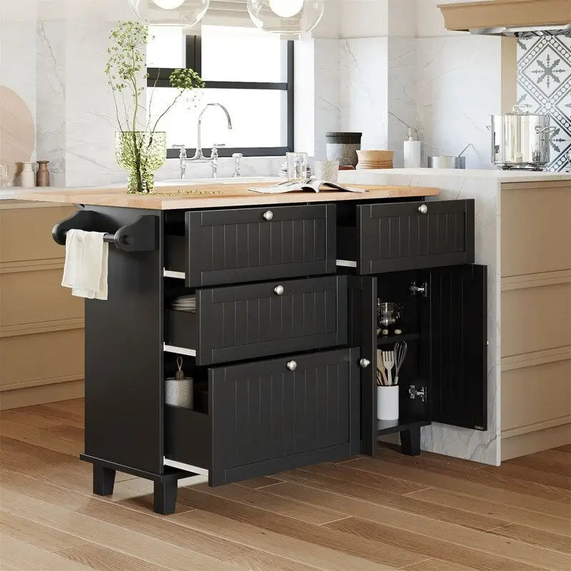 Ensemble îlot de cuisine 3 pièces avec abattant et 2 places assises, ensemble table à manger avec meuble de rangement, tiroirs et porte-serviettes