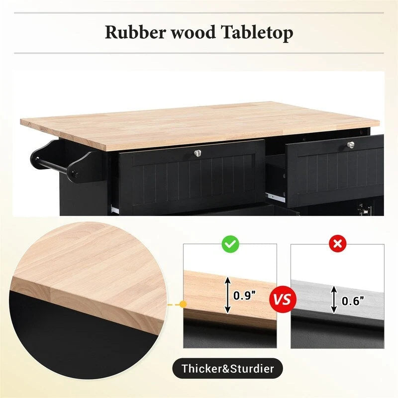Ensemble îlot de cuisine 3 pièces avec abattant et 2 places assises, ensemble table à manger avec meuble de rangement, tiroirs et porte-serviettes
