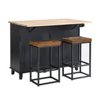 Ensemble îlot de cuisine 3 pièces avec abattant et 2 places assises, ensemble table à manger avec meuble de rangement, tiroirs et porte-serviettes