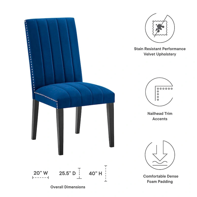 Chaises d'appoint de salle à manger Catalyst Performance en velours - Lot de 2