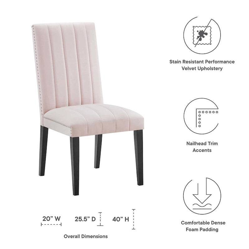 Chaises d'appoint de salle à manger Catalyst Performance en velours - Lot de 2