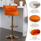 Tabourets de bar pivotants à hauteur réglable en velours capitonné avec rivets dorés et repose-pieds (lot de 2)