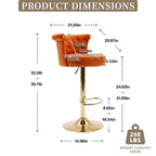 Tabourets de bar pivotants à hauteur réglable en velours capitonné avec rivets dorés et repose-pieds (lot de 2)