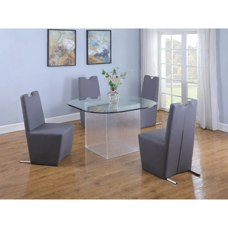 Table de salle à manger Somette Valor avec plateau en verre transparent
