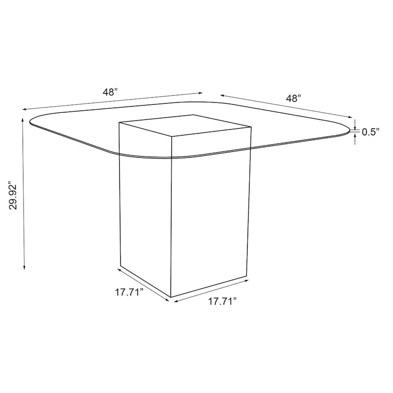 Table de salle à manger Somette Valor avec plateau en verre transparent