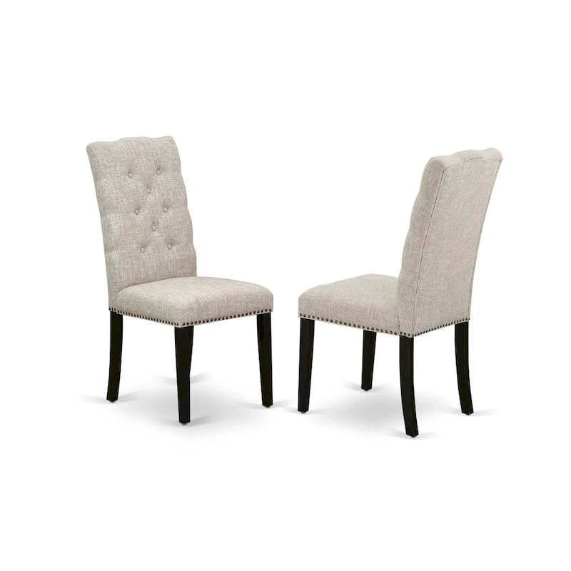 Ensemble de salle à manger 3 pièces comprenant une table à manger ronde et 2 chaises Parson en tissu de lin, (Options de finition)