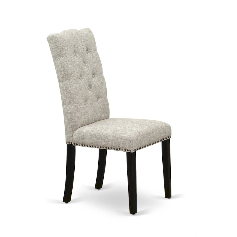 Ensemble de salle à manger 3 pièces comprenant une table à manger ronde et 2 chaises Parson en tissu de lin, (Options de finition)