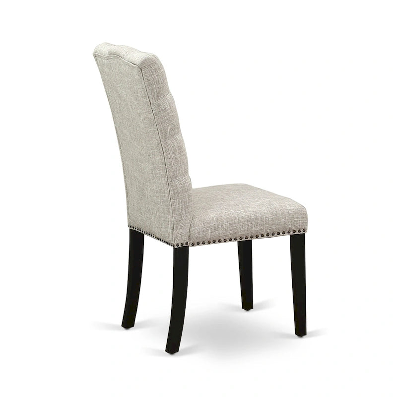 Ensemble de salle à manger 3 pièces comprenant une table à manger ronde et 2 chaises Parson en tissu de lin, (Options de finition)