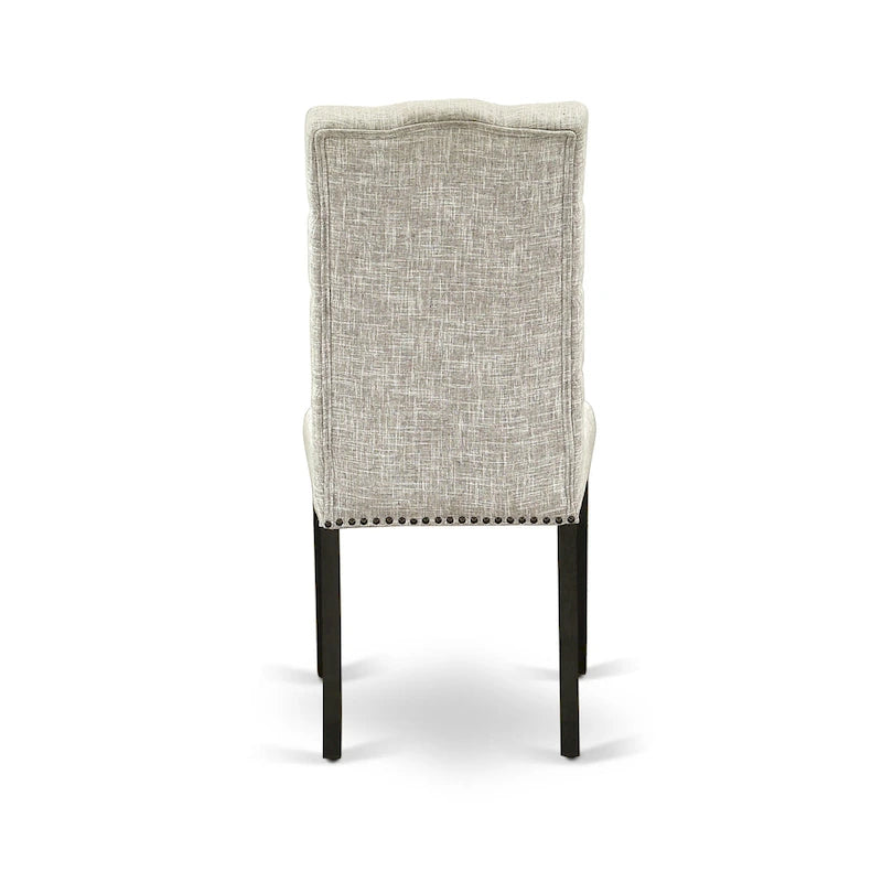 Ensemble de salle à manger 3 pièces comprenant une table à manger ronde et 2 chaises Parson en tissu de lin, (Options de finition)