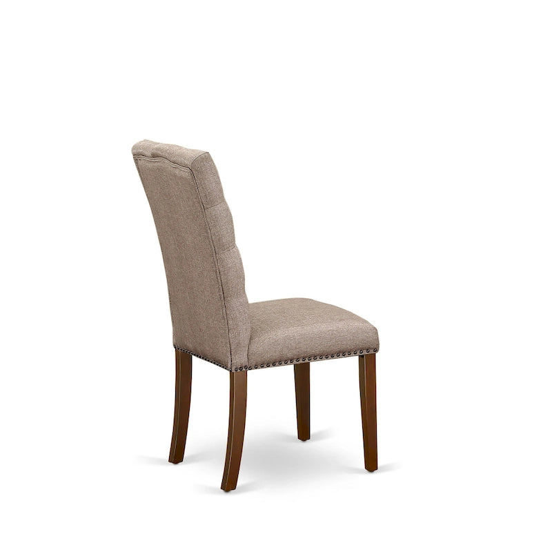 Ensemble de salle à manger 3 pièces comprenant une table à manger ronde et 2 chaises Parson en tissu de lin, (Options de finition)