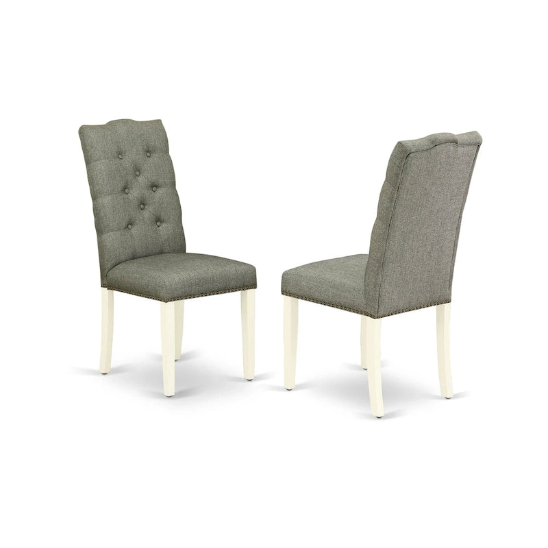 Ensemble de salle à manger 3 pièces comprenant une table à manger ronde et 2 chaises Parson en tissu de lin, (Options de finition)