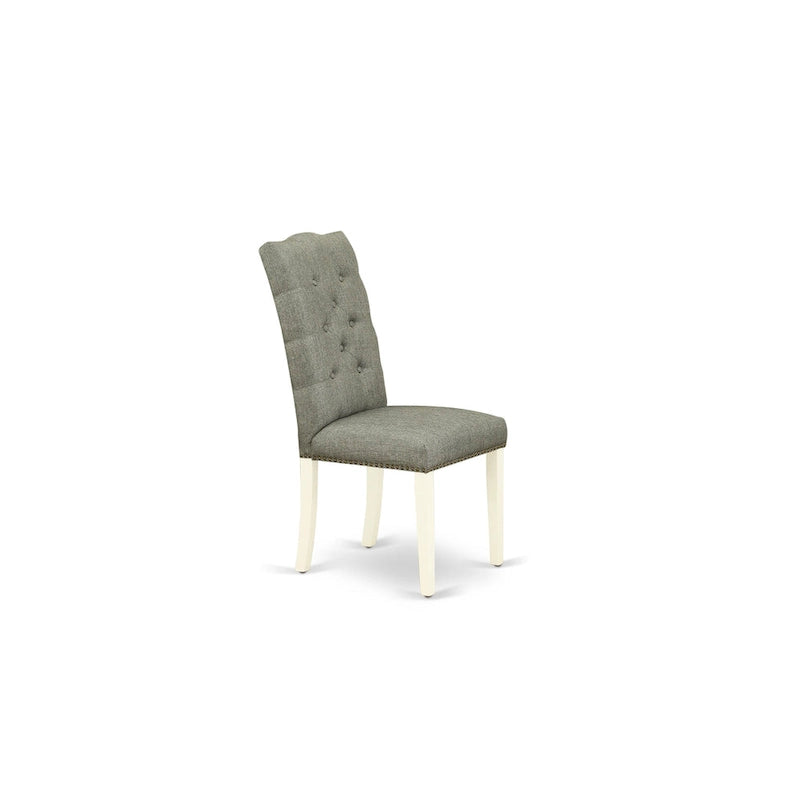 Ensemble de salle à manger 3 pièces comprenant une table à manger ronde et 2 chaises Parson en tissu de lin, (Options de finition)