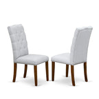 Ensemble de salle à manger 3 pièces comprenant une table à manger ronde et 2 chaises Parson en tissu de lin, (Options de finition)