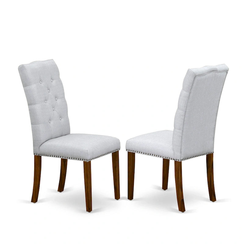Ensemble de salle à manger 3 pièces comprenant une table à manger ronde et 2 chaises Parson en tissu de lin, (Options de finition)