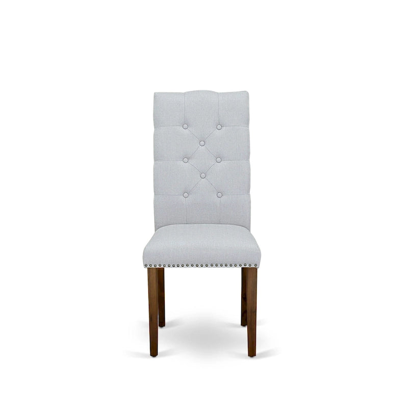 Ensemble de salle à manger 3 pièces comprenant une table à manger ronde et 2 chaises Parson en tissu de lin, (Options de finition)