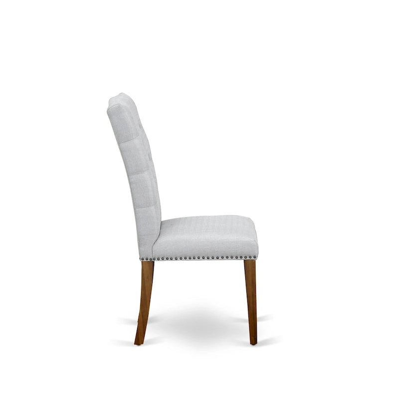 Ensemble de salle à manger 3 pièces comprenant une table à manger ronde et 2 chaises Parson en tissu de lin, (Options de finition)