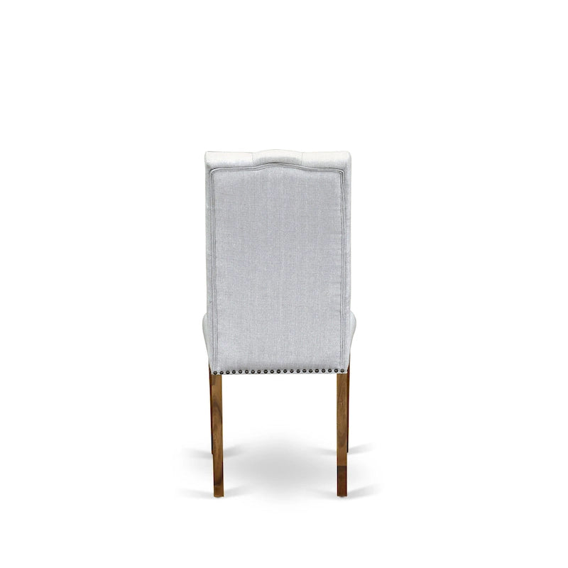 Ensemble de salle à manger 3 pièces comprenant une table à manger ronde et 2 chaises Parson en tissu de lin, (Options de finition)