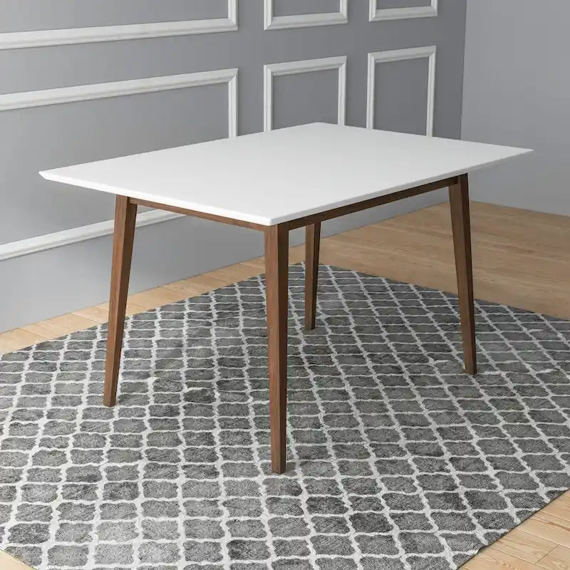 Table à manger rectangulaire en bois massif Alda, style moderne du milieu du siècle
