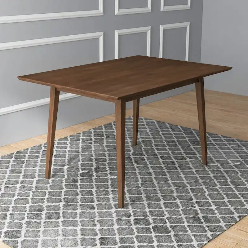 Table à manger rectangulaire en bois massif Alda, style moderne du milieu du siècle