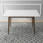 Table à manger rectangulaire en bois massif Alda, style moderne du milieu du siècle