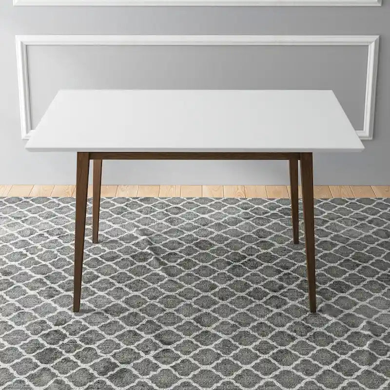 Table à manger rectangulaire en bois massif Alda, style moderne du milieu du siècle