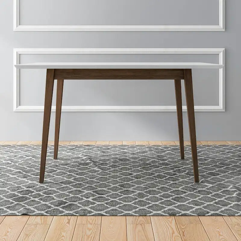 Table à manger rectangulaire en bois massif Alda, style moderne du milieu du siècle