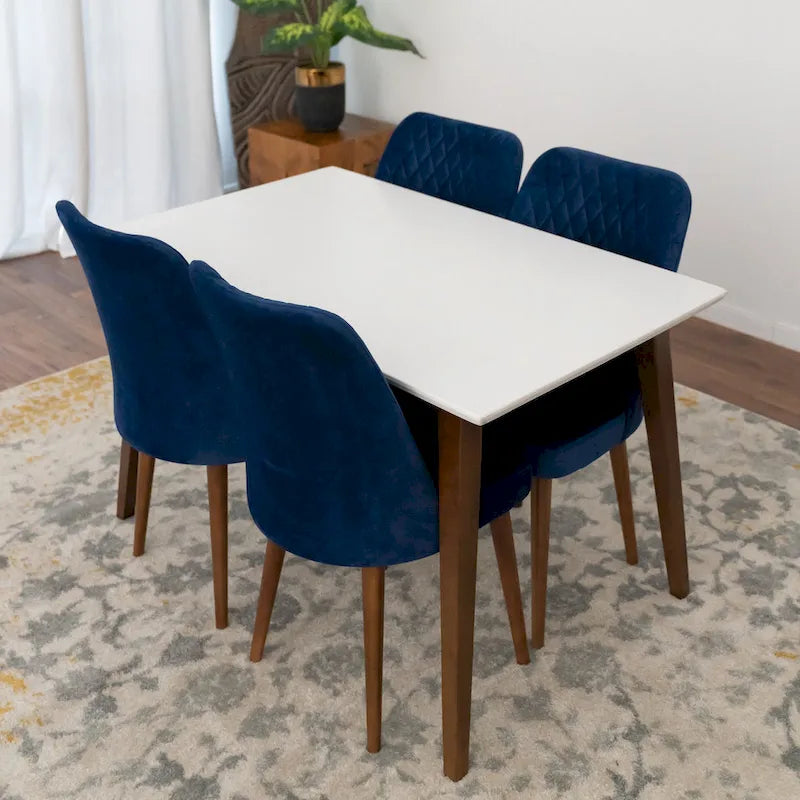 Table à manger rectangulaire en bois massif Alda, style moderne du milieu du siècle