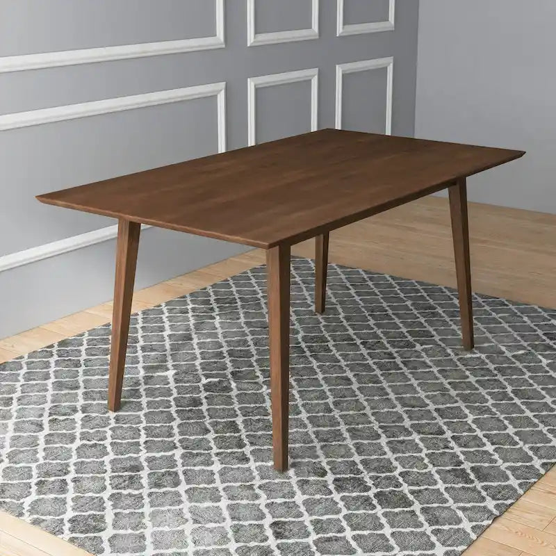 Table à manger rectangulaire en bois massif Alda, style moderne du milieu du siècle