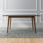 Table à manger rectangulaire en bois massif Alda, style moderne du milieu du siècle